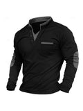 Men’s Stand-Collar Patchwork Sweatshirt – European & American Style Long-Sleeve Polo Top, Autumn 2025