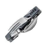 Multifunctional Stainless Steel Outdoor Utensil Set – Knife, Fork, Flashlight & Compass