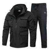 Winter Thickened Velvet Waterproof Workwear Set – Warm Hooded Jacket & Wear-Resistant Outdoor Cycling Labor Protection Suit