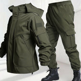 Winter Thickened Velvet Waterproof Workwear Set – Warm Hooded Jacket & Wear-Resistant Outdoor Cycling Labor Protection Suit