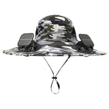 Solar Fan Sun Hat with 12cm Wide Brim – Men's Outdoor Fishing & Hiking Hat with Dual Fans and USB Charging