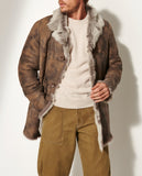 Men's Autumn & Winter Faux Fur Leather Coat – Mid-Length Lapel Jacket