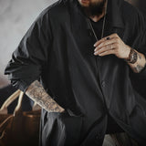 Workwear American Black Balmakken Windbreaker – Japanese Retro Mid-Length Nylon Coat for Men