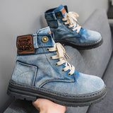 Popular Large Size Men's Mid-Top Denim Martin Boots – Versatile Work Shoes 2025