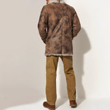 Men's Autumn & Winter Faux Fur Leather Coat – Mid-Length Lapel Jacket