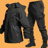 Winter Thickened Velvet Waterproof Workwear Set – Warm Hooded Jacket & Wear-Resistant Outdoor Cycling Labor Protection Suit