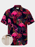 Waterproof Tropical Flamingo Men's Hawaiian Shirts Stain-Resistant Hydrophobic Lightweight