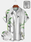 Bamboo Print Beach Men's Hawaiian Oversized Shirt With Pocket Wrinkle-Free Shirt