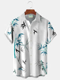 Bamboo Print Beach Men's Hawaiian Oversized Shirt With Pocket Wrinkle-Free Shirt