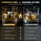 Titanium Whiskey Stones - Reusable Ice Cubes, Chill Without Dilution
