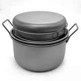2200ml Titanium Camping Pot Set – Ultralight Hanging Pot with Pan, Steamer & Foldable Handle