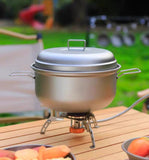2200ml Titanium Camping Pot Set – Ultralight Hanging Pot with Pan, Steamer & Foldable Handle