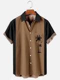 Men's Coconut Tree Pattern Contrast Print Casual Beach Shorts
