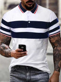 Men's Stripe Colorblock Short Sleeve Regular Fit Polo Golf Shirt