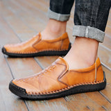 Men Cow Split Leather Daily Slip On Shoes Casual Handmade Footwear