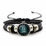 12 constellation cowhide bracelet personality retro braided bracelet