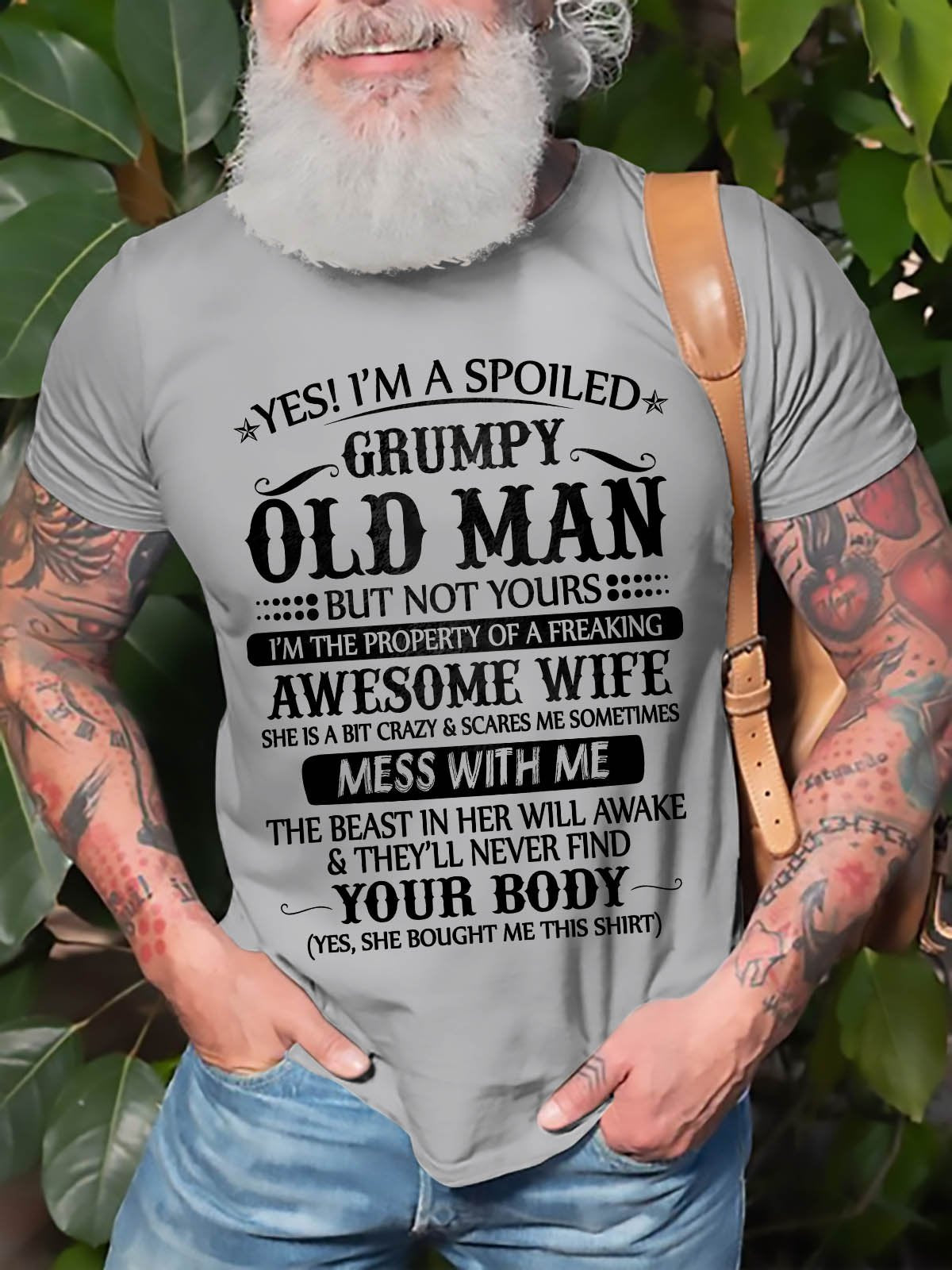 Men's Grumpy Old Man Graphic T-shirts Your Body cotton Tee Plus Size Tops