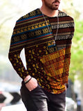 Men's Pattern Patchwork Print Long Sleeve T-shirt