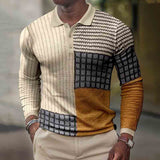 Men's Contrast Long Sleeve Polo Shirt