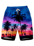 Men's Hawaiian Shorts Casual Island Sunset Print Gradient Beach Shorts For Couples