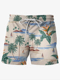 Men's Hawaiian Coconut Print Beach Shorts