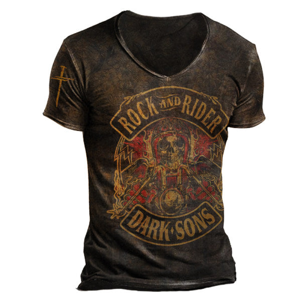 Mens Fashion Rock And Rider Print T-shirt