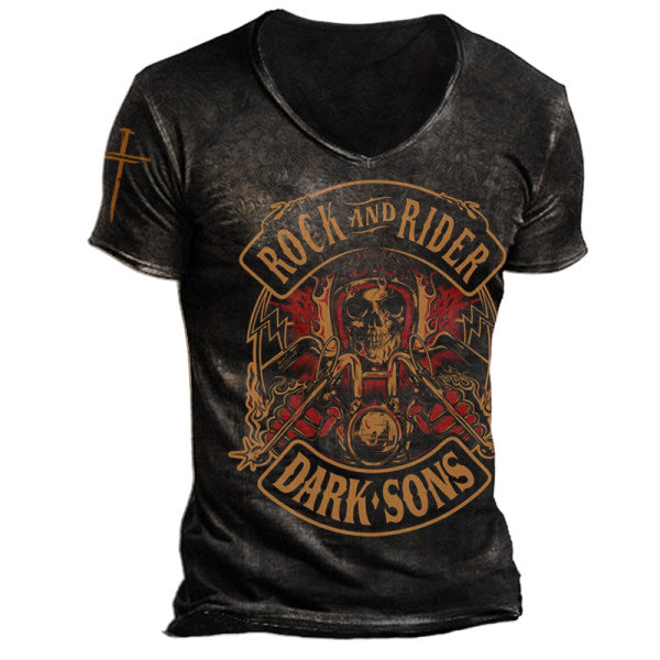 Mens Fashion Rock And Rider Print T-shirt