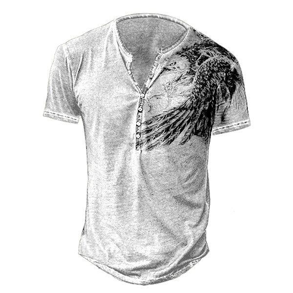 Mens Outdoor Vintage Eagle Print T-shirt