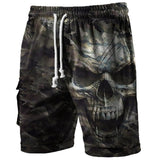 Mens Skull Printed Casual Tactical Shorts