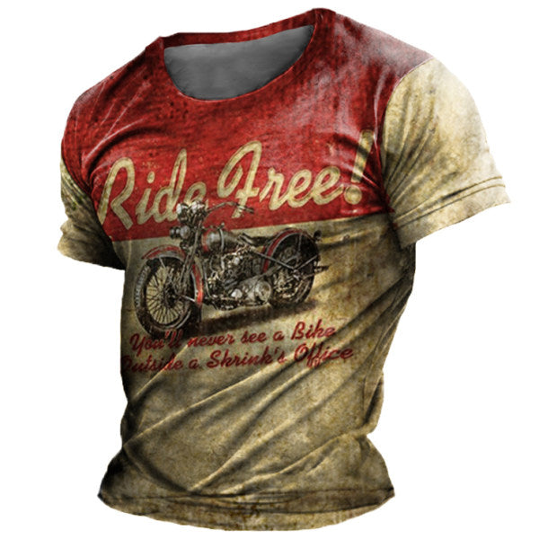 Men's Outdoor Retro Motorcycle Racing V-Neck T-Shirt