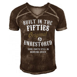 Built In The Fifties Original And Unrestored Men's Retro V-neck Printed Short-sleeved T-shirt