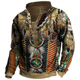 Native American Culture Henley Collar Sweatshirt