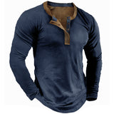 Men's Vintage Long Sleeve Henley T-Shirt