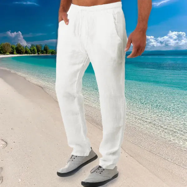 Men's Breathable Cotton Linen Loose Casual Pants