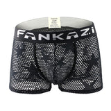 Men's Sexy Mesh Comfortable Breathable Star Print Boxer Briefs Underwear
