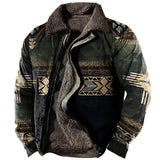 Men's Retro Lining Plus Fleece Zipper Tactical Jacket