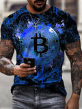 Mens Fashion Trend Bitcoin Print T-shirt