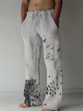 Men's Holiday Graphic Casual Cotton And Linen Trousers