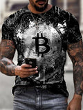 Mens Fashion Trend Bitcoin Print T-shirt