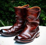 Western Vintage Square Head Soft Leather Boots