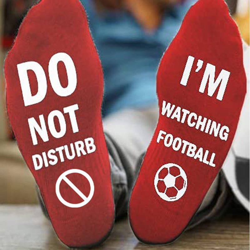 Don't Disturb Watching Football Men's Breathable Cotton Sports Socks