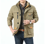 Men's Mid-length Plus Fleece Waterproof Oil-proof Outdoor Hooded Jacket