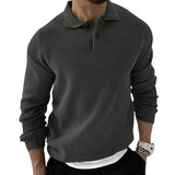 Men's Vintage Knit Button Up Lapel Collar Long Sleeve Sweater