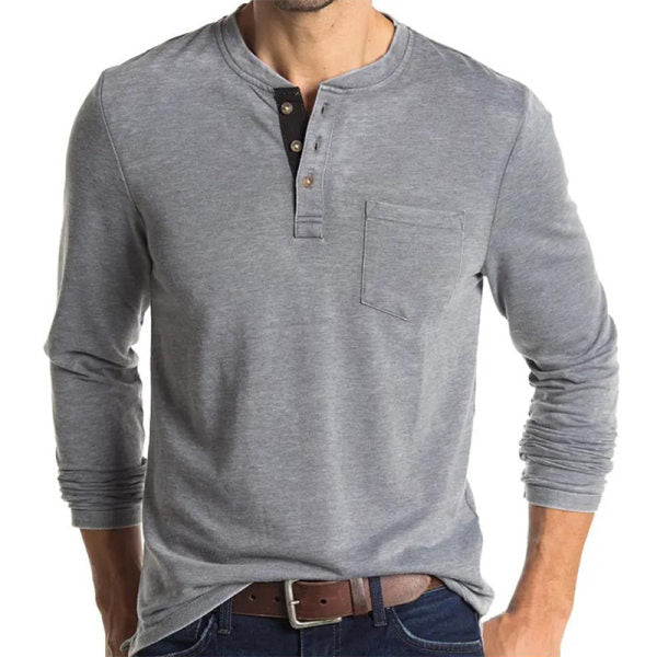 Men's Button Half Open Collar Henley Shirt