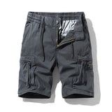 Men's Elastic Waist Drawstring Pocket Micro-Stretch Cotton Sports Cargo Shorts