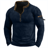 Men's Vintage Patchwork Zip Pocket Tactical T-Shirt