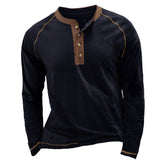 Men's Colorblock Breathable Henley Collar T-Shirt