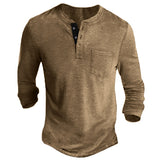 Men's Button Half Open Collar Henley Shirt