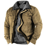 Men's Retro Lining Plus Fleece Zipper Tactical Jacket
