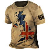 Men's Outdoor Vintage British Flag Map Print T-Shirt